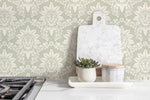 Neutral Vintage Damask Wallpaper / Peel and Stick Wallpaper Removable Wallpaper Home Decor Wall Art Wall Decor Room Decor - D064
