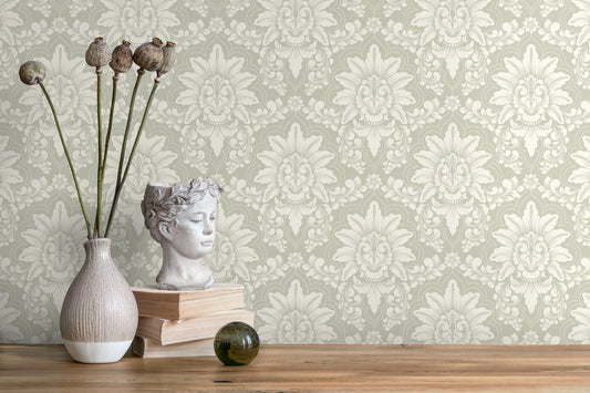 Neutral Vintage Damask Wallpaper / Peel and Stick Wallpaper Removable Wallpaper Home Decor Wall Art Wall Decor Room Decor - D064