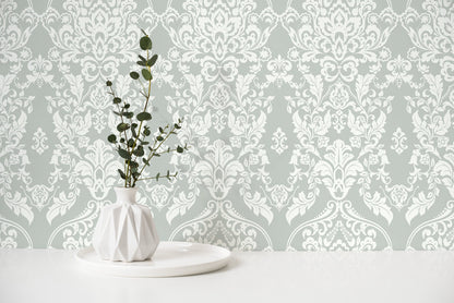 Neutral Vintage Damask Wallpaper / Peel and Stick Wallpaper Removable Wallpaper Home Decor Wall Art Wall Decor Room Decor - D074