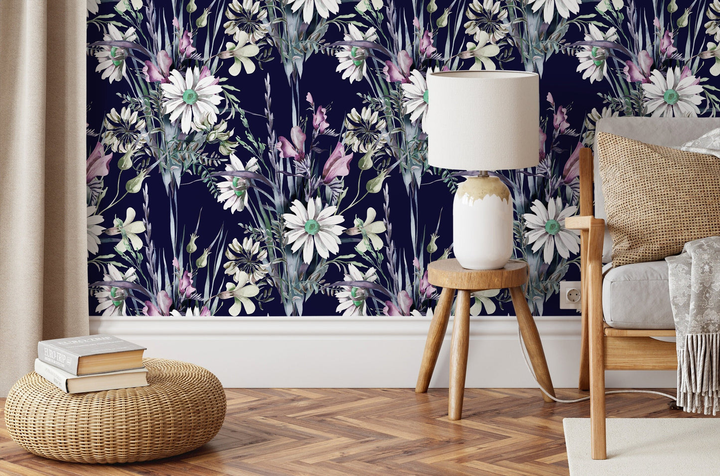 Flower Wallpaper - Removable Wallpaper Peel and Stick Wallpaper Wall Paper Wall - B161