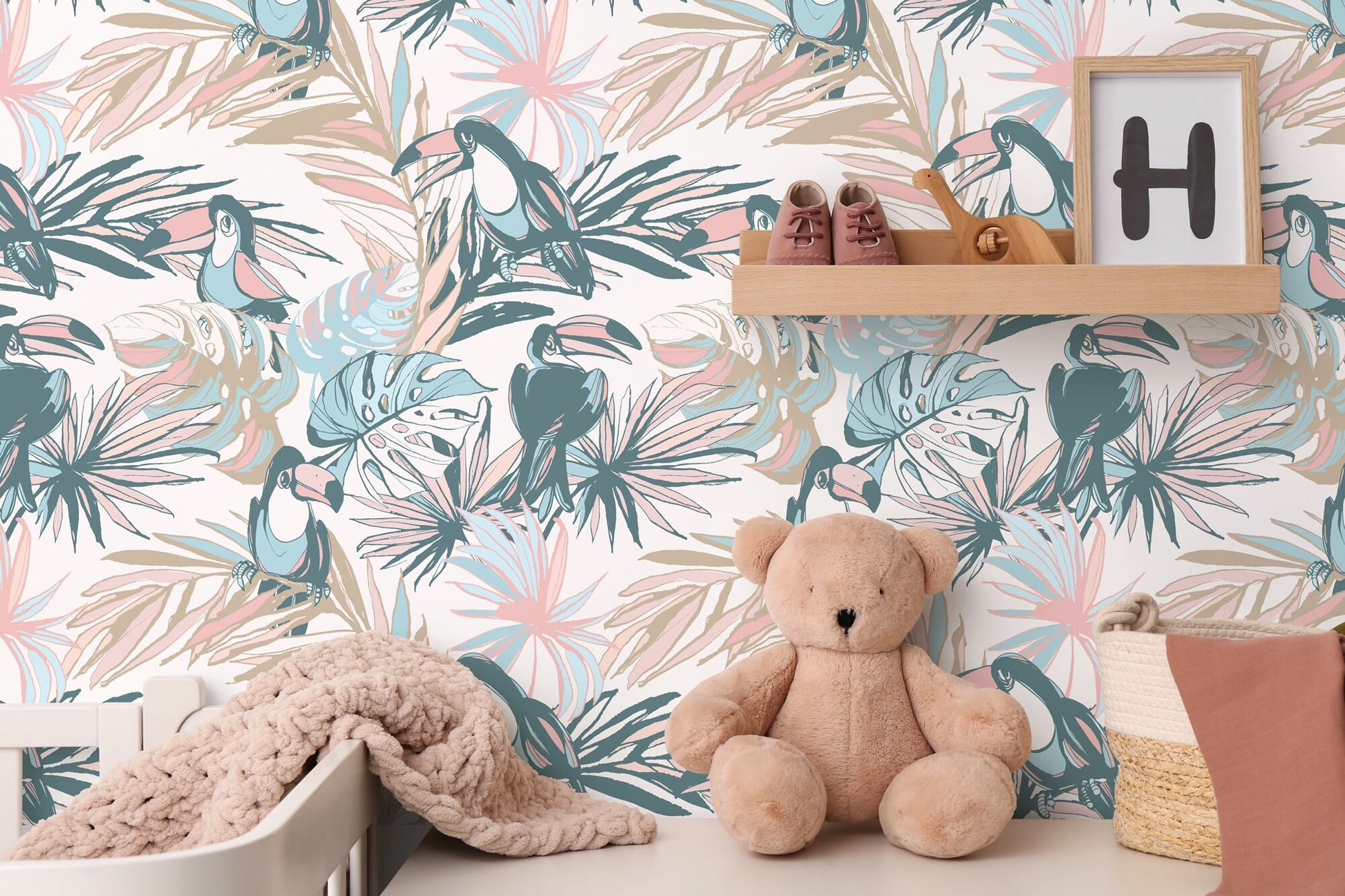 Toucan Tropical Colorful Wallpaper - Removable Wallpaper Peel and Stick Wallpaper Wall Paper Wall - B249