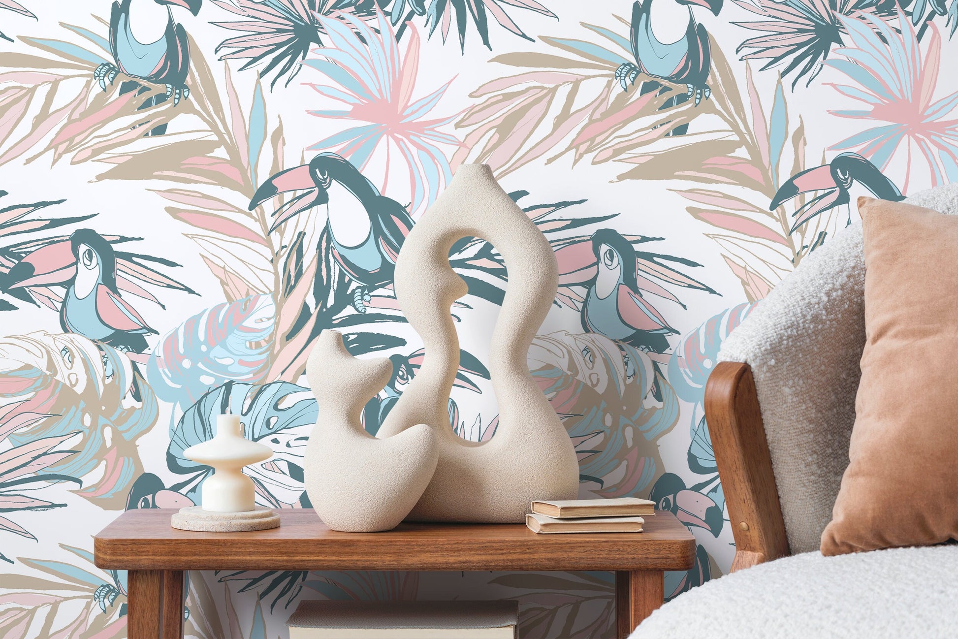 Toucan Tropical Colorful Wallpaper - Removable Wallpaper Peel and Stick Wallpaper Wall Paper Wall - B249