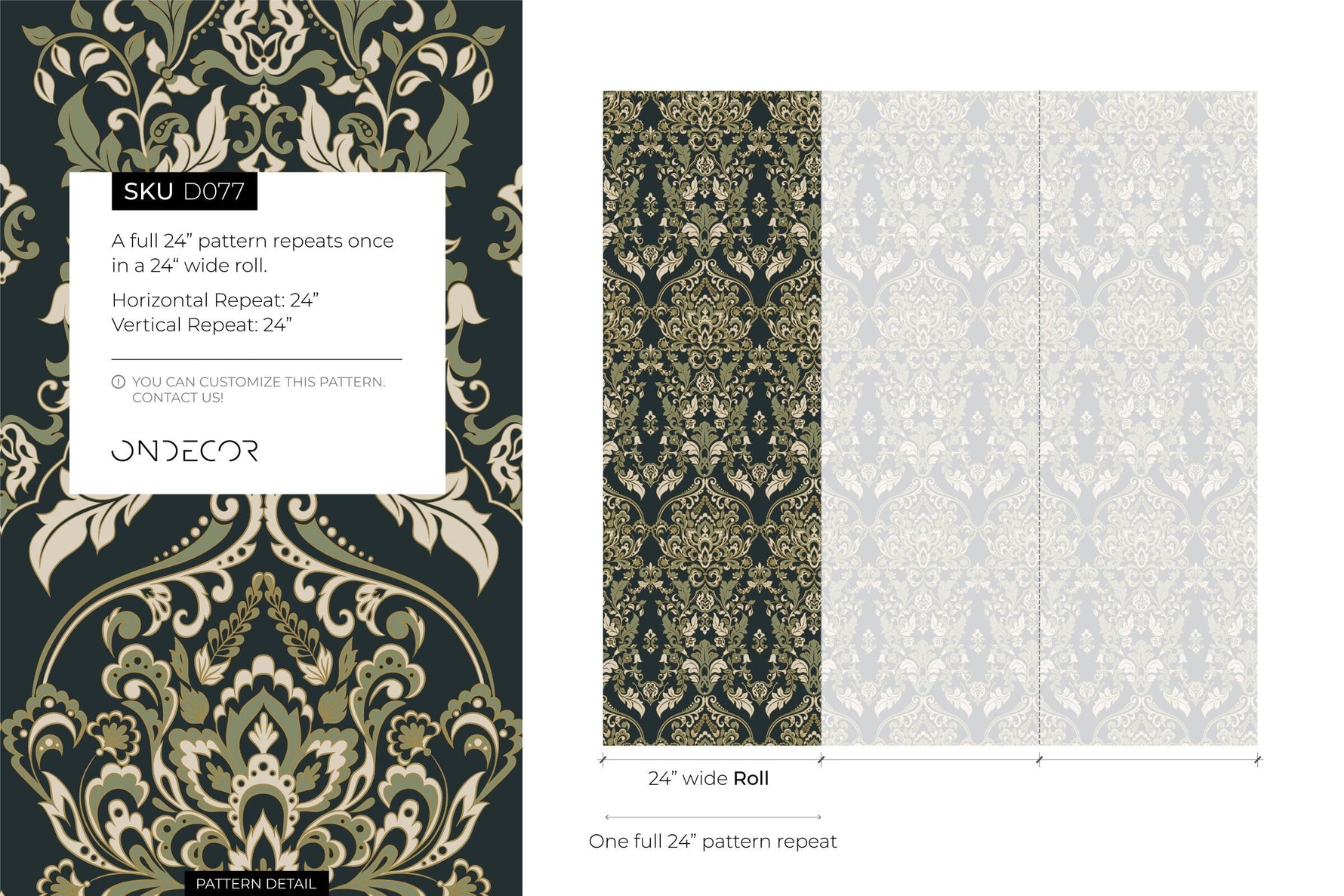 Green Vintage Victorian Wallpaper / Peel and Stick Wallpaper Removable Wallpaper Home Decor Wall Art Wall Decor Room Decor - D077