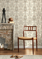 Cream Victorian Damask Wallpaper / Peel and Stick Wallpaper Removable Wallpaper Home Decor Wall Art Wall Decor Room Decor - D093