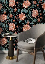 Dark Vintage Floral Wallpaper / Peel and Stick Wallpaper Removable Wallpaper Home Decor Wall Art Wall Decor Room Decor - D129