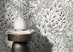 Gray Boho Wildflowers Wallpaper / Peel and Stick Wallpaper Removable Wallpaper Home Decor Wall Art Wall Decor Room Decor - D145