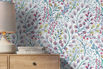 Colorful Wildflowers Wallpaper / Peel and Stick Wallpaper Removable Wallpaper Home Decor Wall Art Wall Decor Room Decor - D146