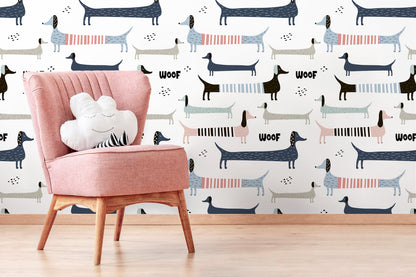 Cute Dogs Nursery Wallpaper / Peel and Stick Wallpaper Removable Wallpaper Home Decor Wall Art Wall Decor Room Decor - D100