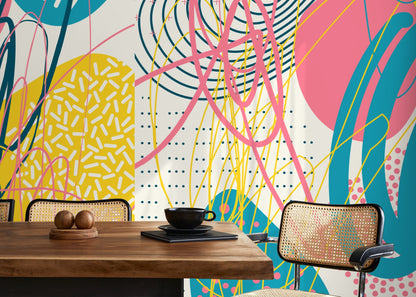 Colorful Mural Abstract Wallpaper Contemporary Art Wallpaper Peel and Stick and Traditional Wallpaper - CC - B093