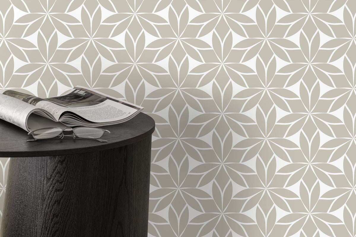 Neutral Floral Boho Wallpaper / Peel and Stick Wallpaper Removable Wallpaper Home Decor Wall Art Wall Decor Room Decor - D174