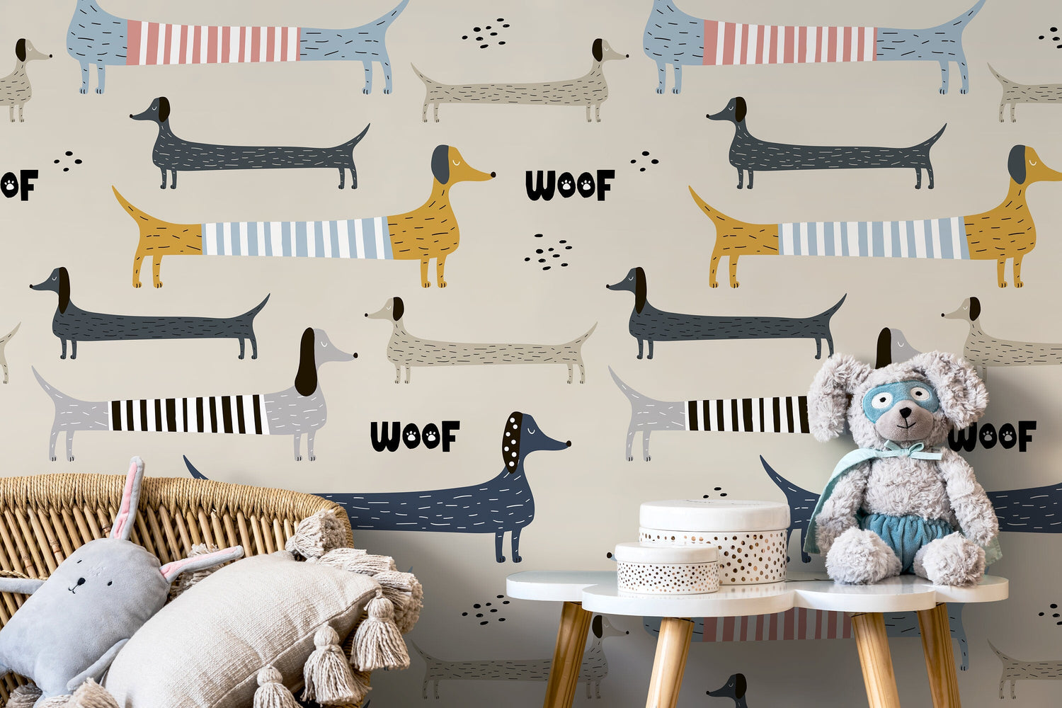 Cute Dogs Kids Wallpaper / Peel and Stick Wallpaper Removable Wallpaper Home Decor Wall Art Wall Decor Room Decor - D101