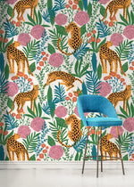 Cute Tiger and Floral Wallpaper / Peel and Stick Wallpaper Removable Wallpaper Home Decor Wall Art Wall Decor Room Decor - D157