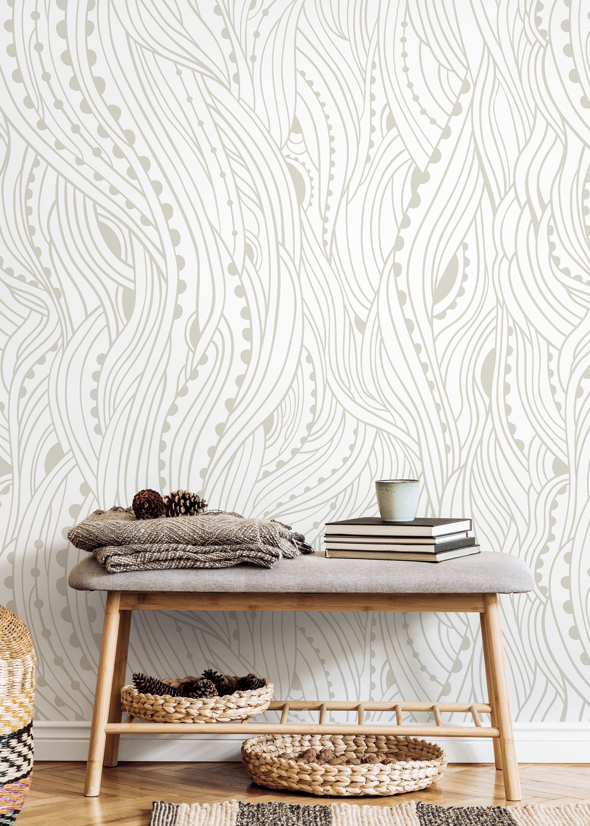 Neutral Abstract Wallpaper / Peel and Stick Wallpaper Removable Wallpaper Home Decor Wall Art Wall Decor Room Decor - D177