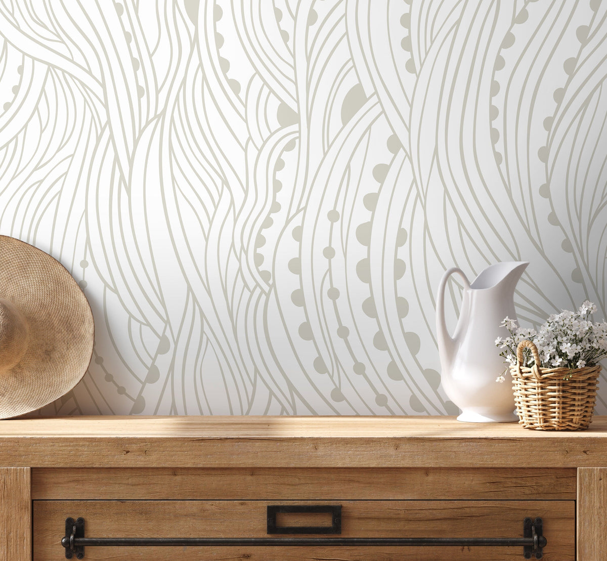 Neutral Abstract Wallpaper / Peel and Stick Wallpaper Removable Wallpaper Home Decor Wall Art Wall Decor Room Decor - D177