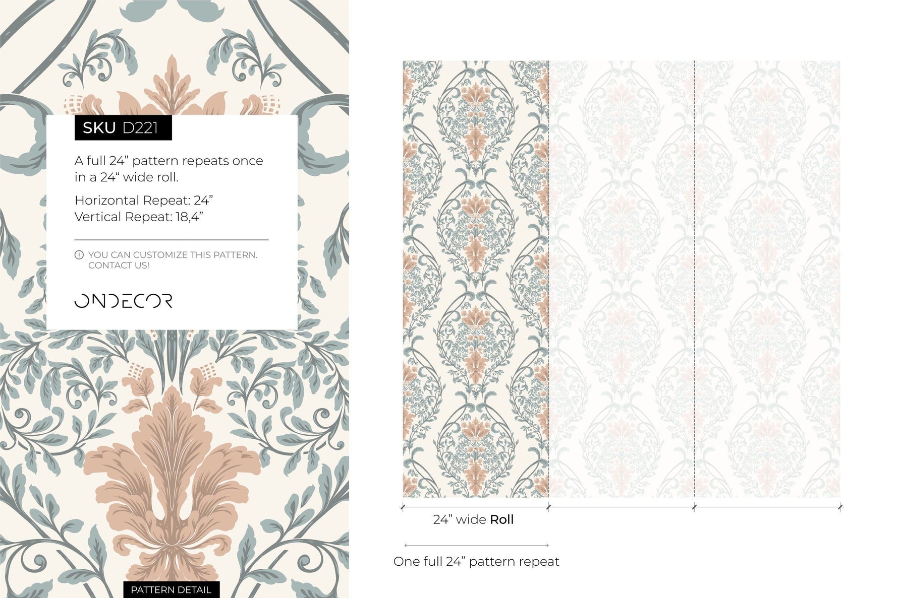 Light Victorian Garden Wallpaper / Peel and Stick Wallpaper Removable Wallpaper Home Decor Wall Art Wall Decor Room Decor - D221