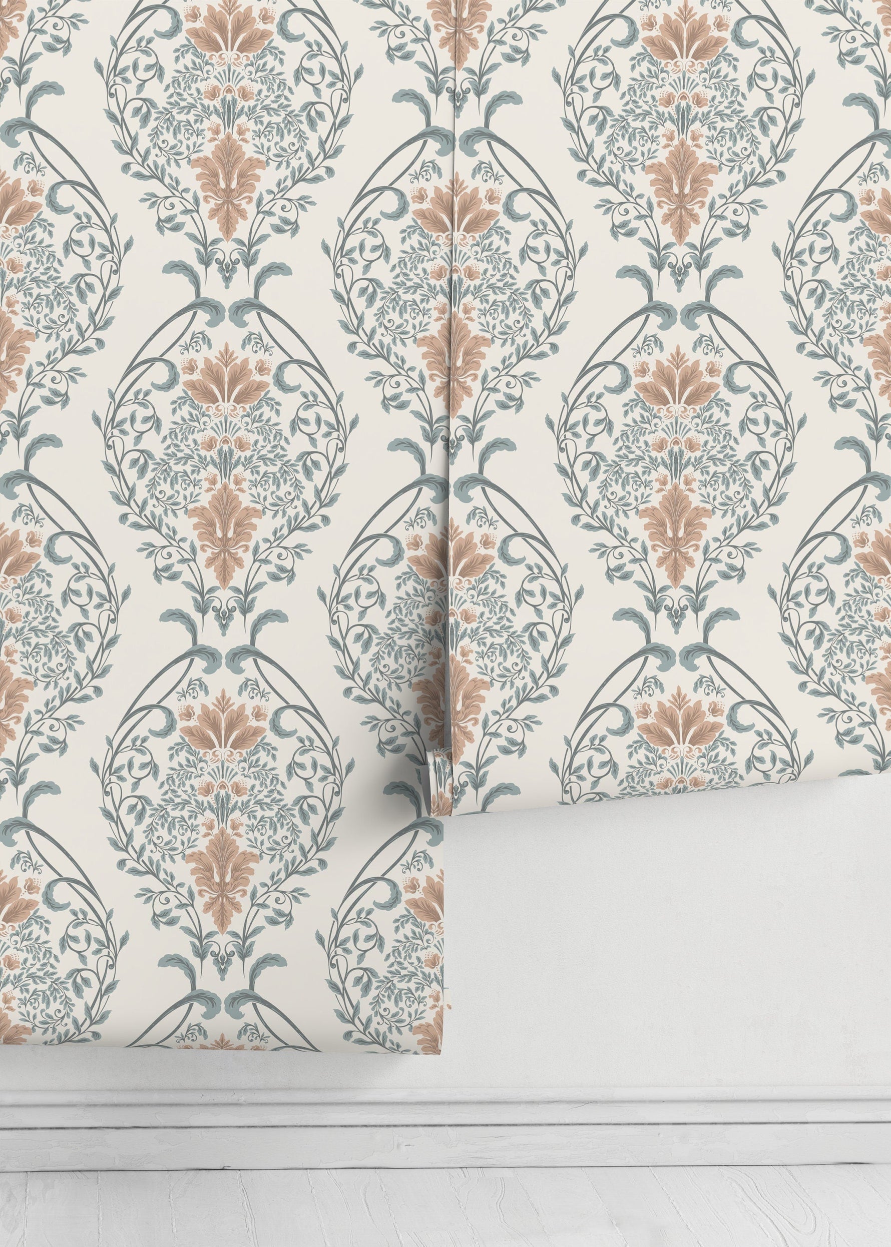 Light Victorian Garden Wallpaper / Peel and Stick Wallpaper Removable Wallpaper Home Decor Wall Art Wall Decor Room Decor - D221