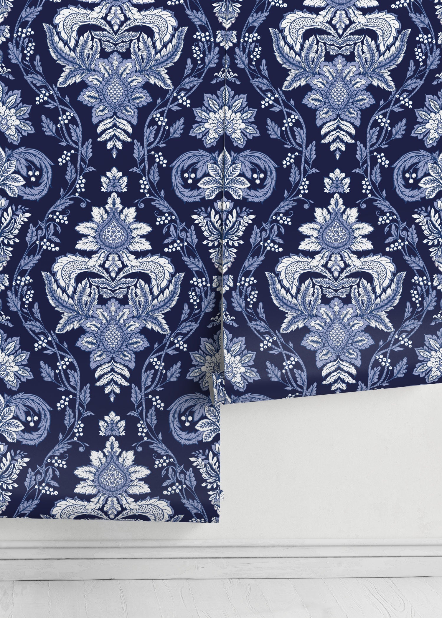 Blue Vintage Victorian Wallpaper / Peel and Stick Wallpaper Removable Wallpaper Home Decor Wall Art Wall Decor Room Decor - D223