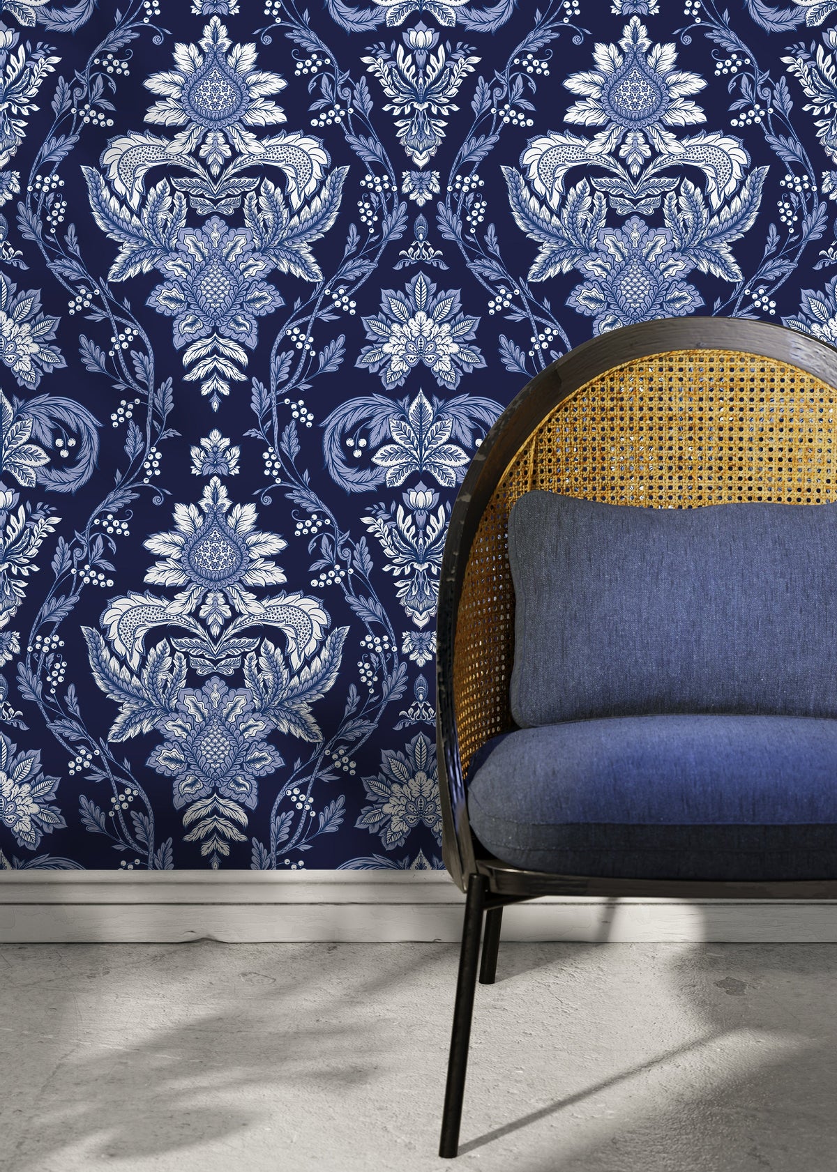 Blue Vintage Victorian Wallpaper / Peel and Stick Wallpaper Removable Wallpaper Home Decor Wall Art Wall Decor Room Decor - D223