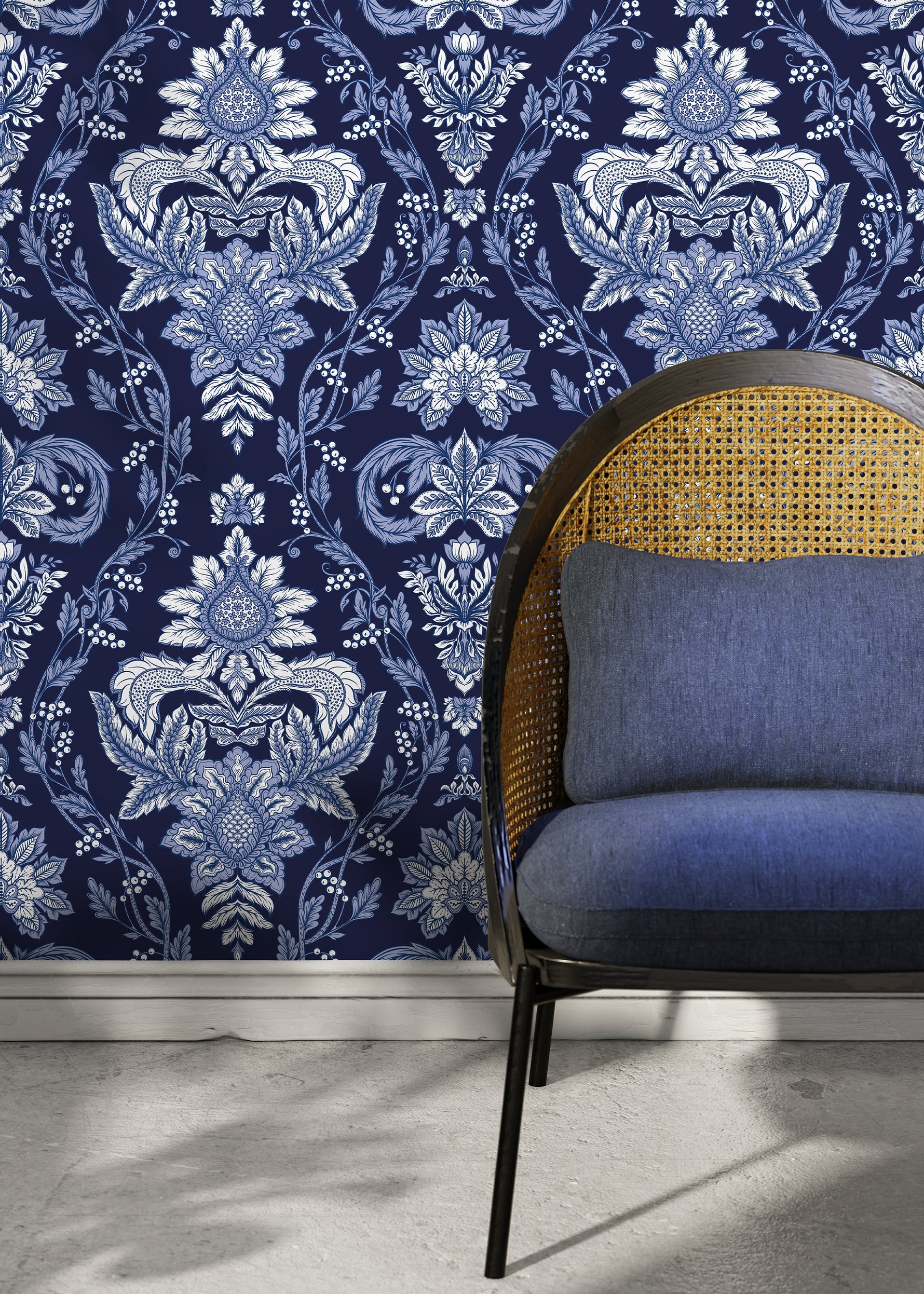 Blue Vintage Victorian Wallpaper / Peel and Stick Wallpaper Removable Wallpaper Home Decor Wall Art Wall Decor Room Decor - D223