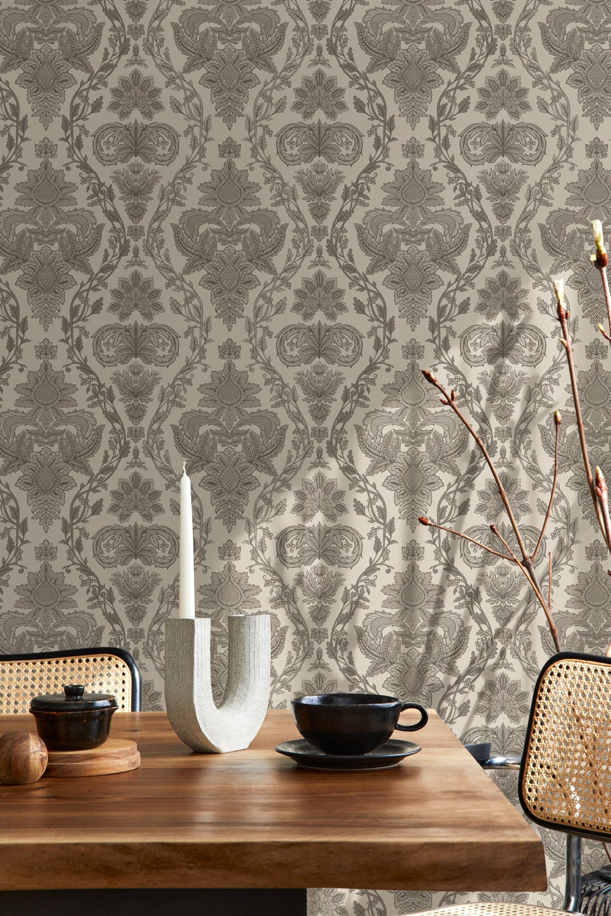Beige Vintage Victorian Wallpaper / Peel and Stick Wallpaper Removable Wallpaper Home Decor Wall Art Wall Decor Room Decor - D226