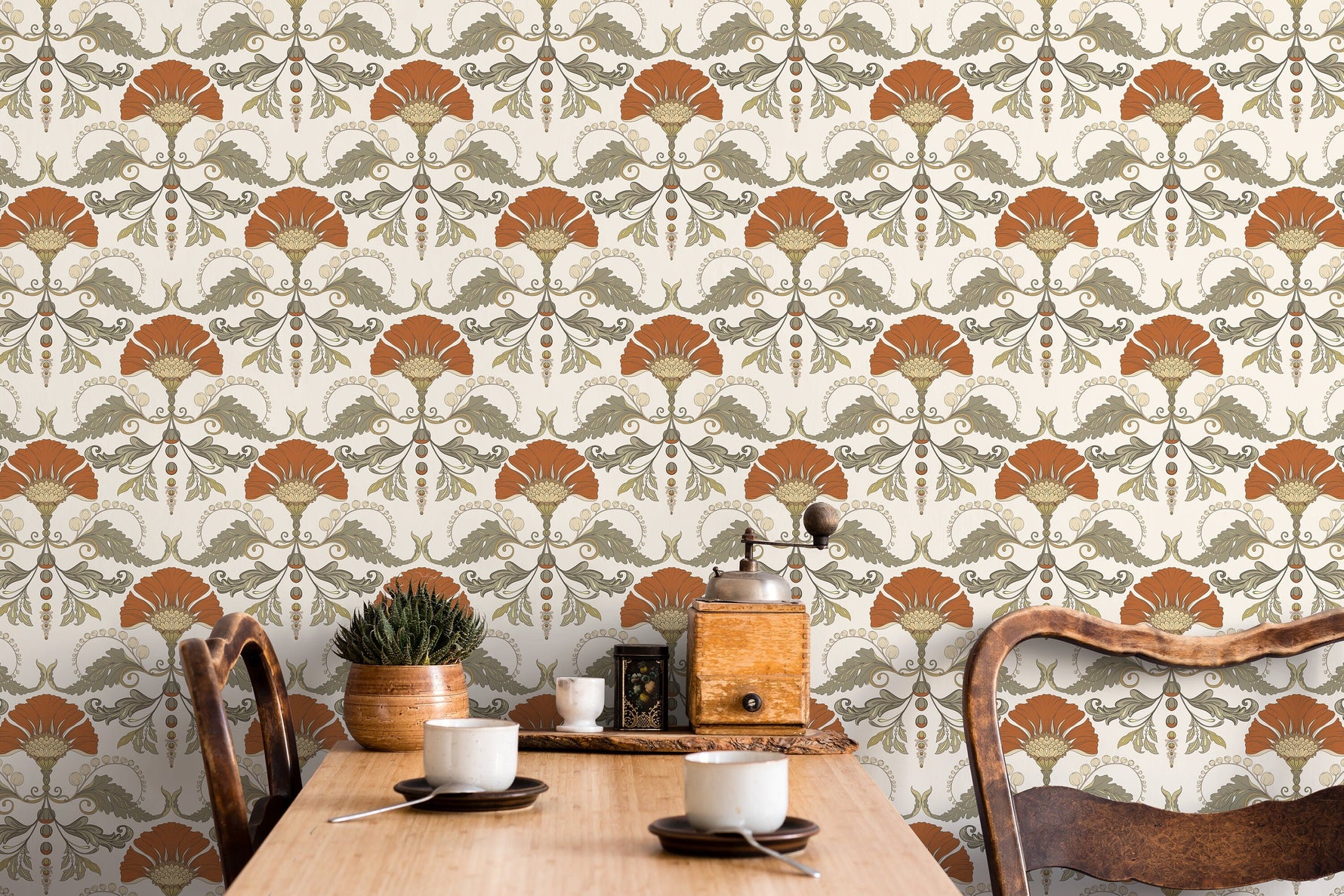 Vintage Flower Wallpaper / Peel and Stick Wallpaper Removable Wallpaper Home Decor Wall Art Wall Decor Room Decor - D241