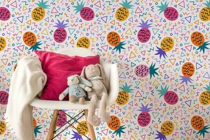 Colorful Pineapple Wallpaper - Removable Wallpaper Peel and Stick Wallpaper Wall Paper - B268
