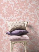 Pink Ornamental Garden / Peel and Stick Wallpaper Removable Wallpaper Home Decor Wall Art Wall Decor Room Decor - D211