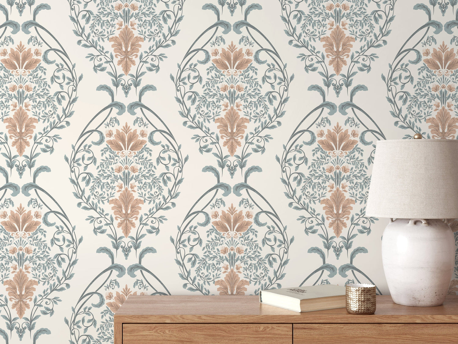 Light Victorian Garden Wallpaper / Peel and Stick Wallpaper Removable Wallpaper Home Decor Wall Art Wall Decor Room Decor - D221
