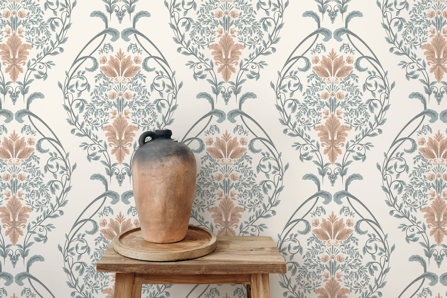 Light Victorian Garden Wallpaper / Peel and Stick Wallpaper Removable Wallpaper Home Decor Wall Art Wall Decor Room Decor - D221