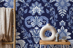 Blue Vintage Victorian Wallpaper / Peel and Stick Wallpaper Removable Wallpaper Home Decor Wall Art Wall Decor Room Decor - D223