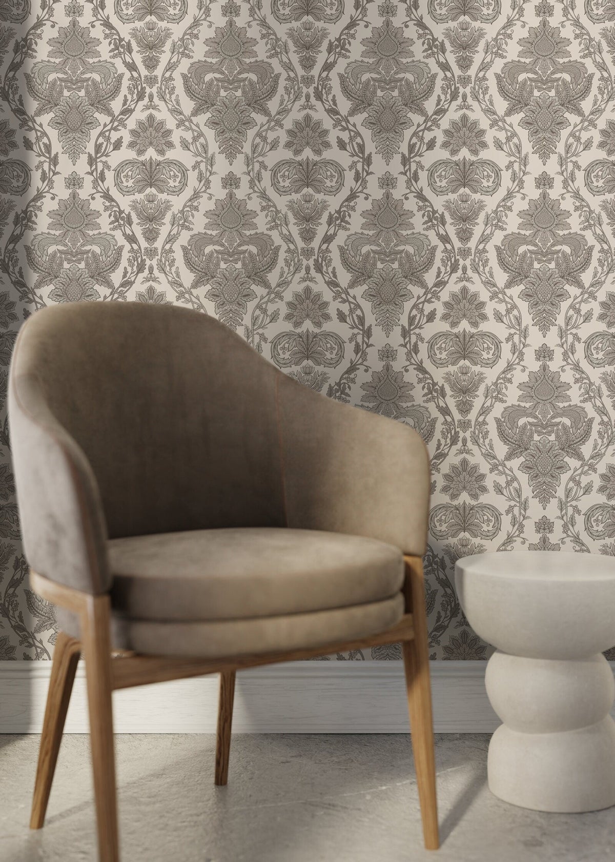 Beige Vintage Victorian Wallpaper / Peel and Stick Wallpaper Removable Wallpaper Home Decor Wall Art Wall Decor Room Decor - D226