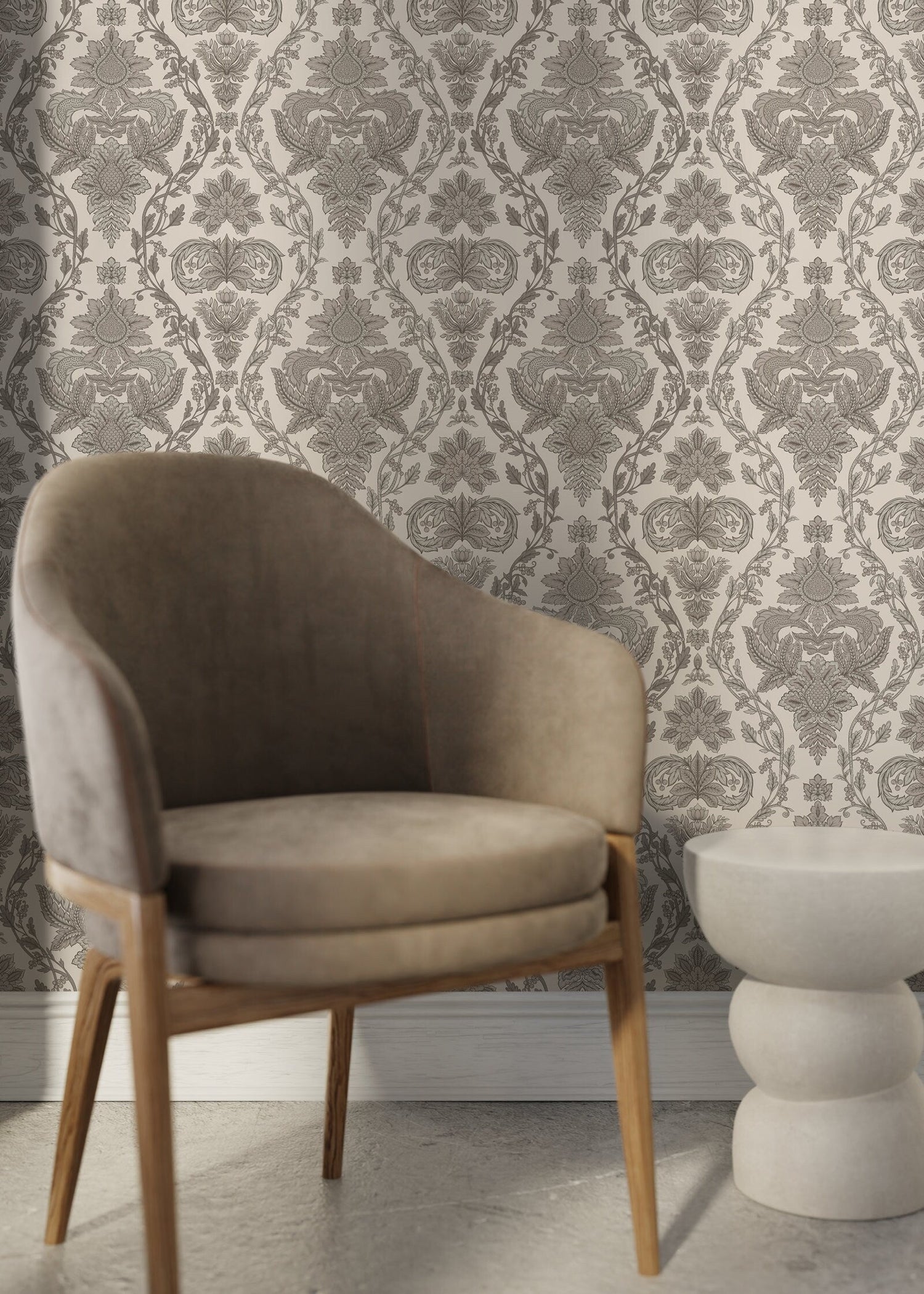 Beige Vintage Victorian Wallpaper / Peel and Stick Wallpaper Removable Wallpaper Home Decor Wall Art Wall Decor Room Decor - D226
