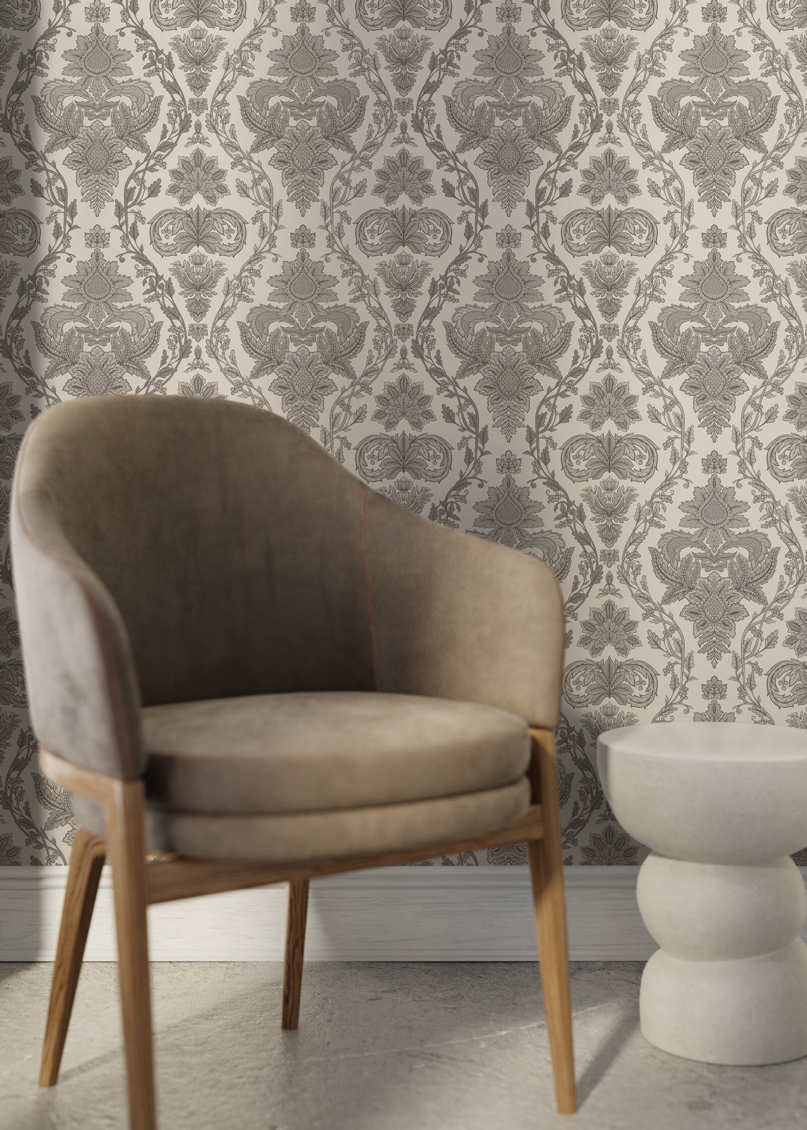Beige Vintage Victorian Wallpaper / Peel and Stick Wallpaper Removable Wallpaper Home Decor Wall Art Wall Decor Room Decor - D226