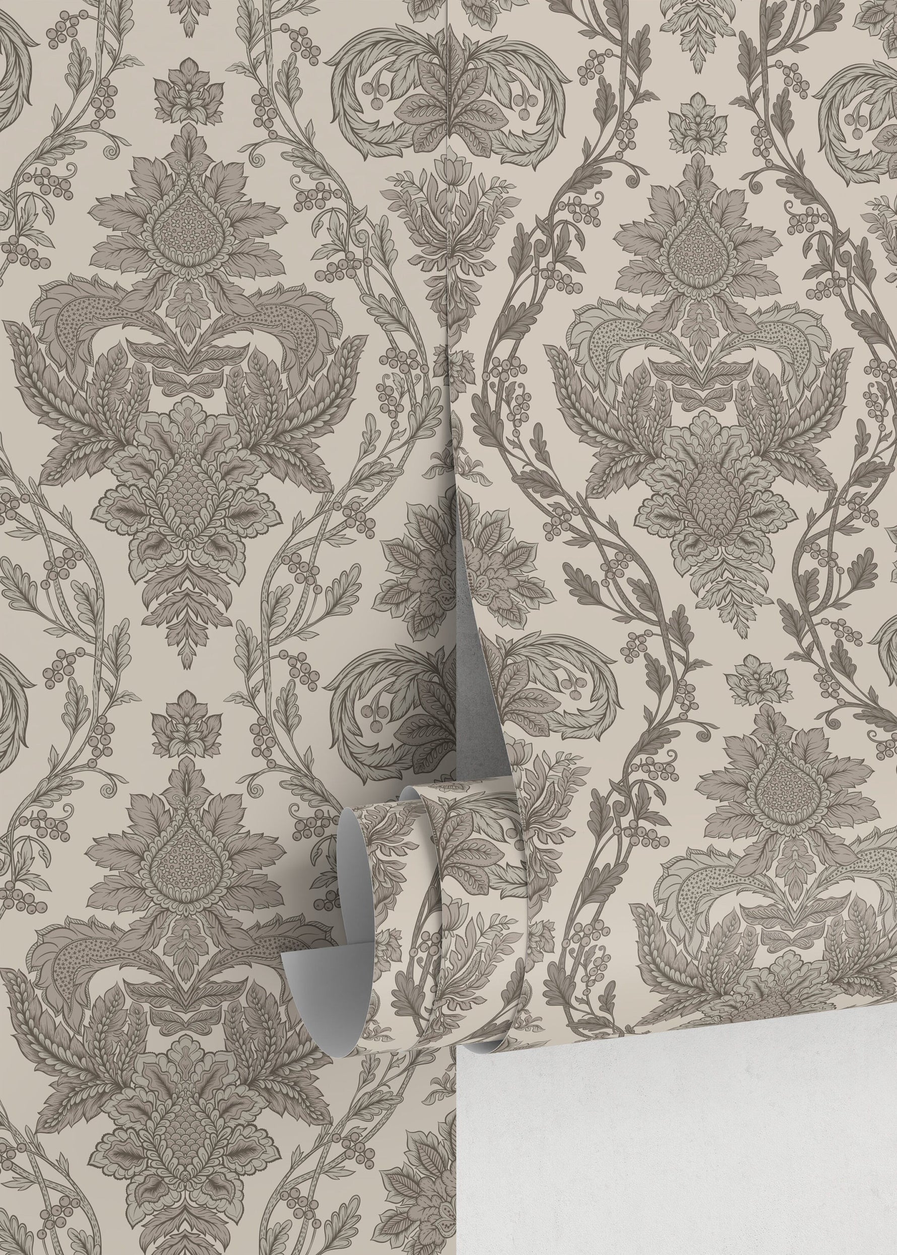Beige Vintage Victorian Wallpaper / Peel and Stick Wallpaper Removable Wallpaper Home Decor Wall Art Wall Decor Room Decor - D226