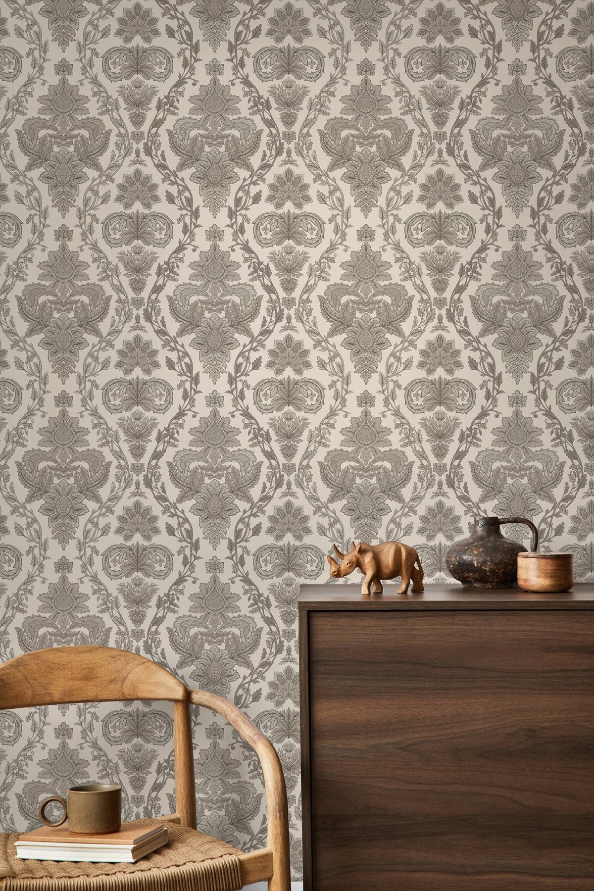 Beige Vintage Victorian Wallpaper / Peel and Stick Wallpaper Removable Wallpaper Home Decor Wall Art Wall Decor Room Decor - D226