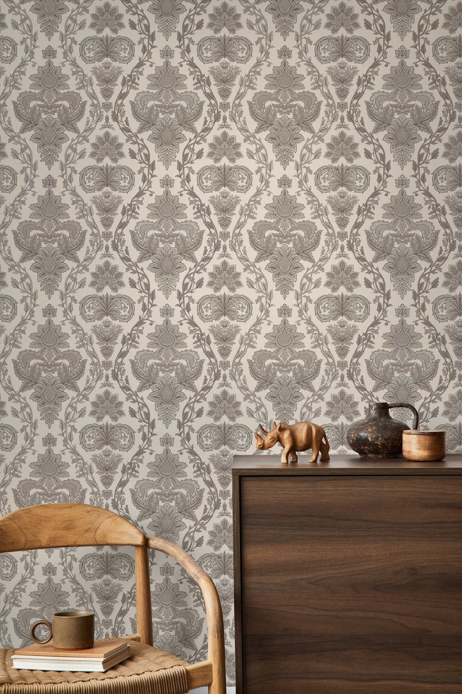 Beige Vintage Victorian Wallpaper / Peel and Stick Wallpaper Removable Wallpaper Home Decor Wall Art Wall Decor Room Decor - D226