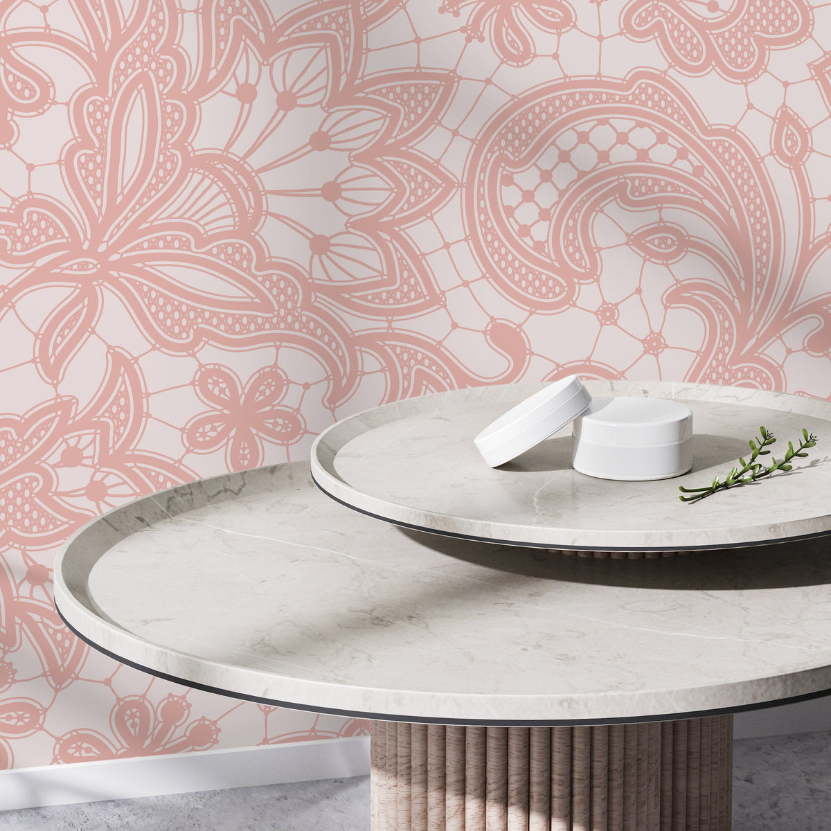 Pink Ornamental Garden / Peel and Stick Wallpaper Removable Wallpaper Home Decor Wall Art Wall Decor Room Decor - D211