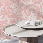 Pink Ornamental Garden / Peel and Stick Wallpaper Removable Wallpaper Home Decor Wall Art Wall Decor Room Decor - D211