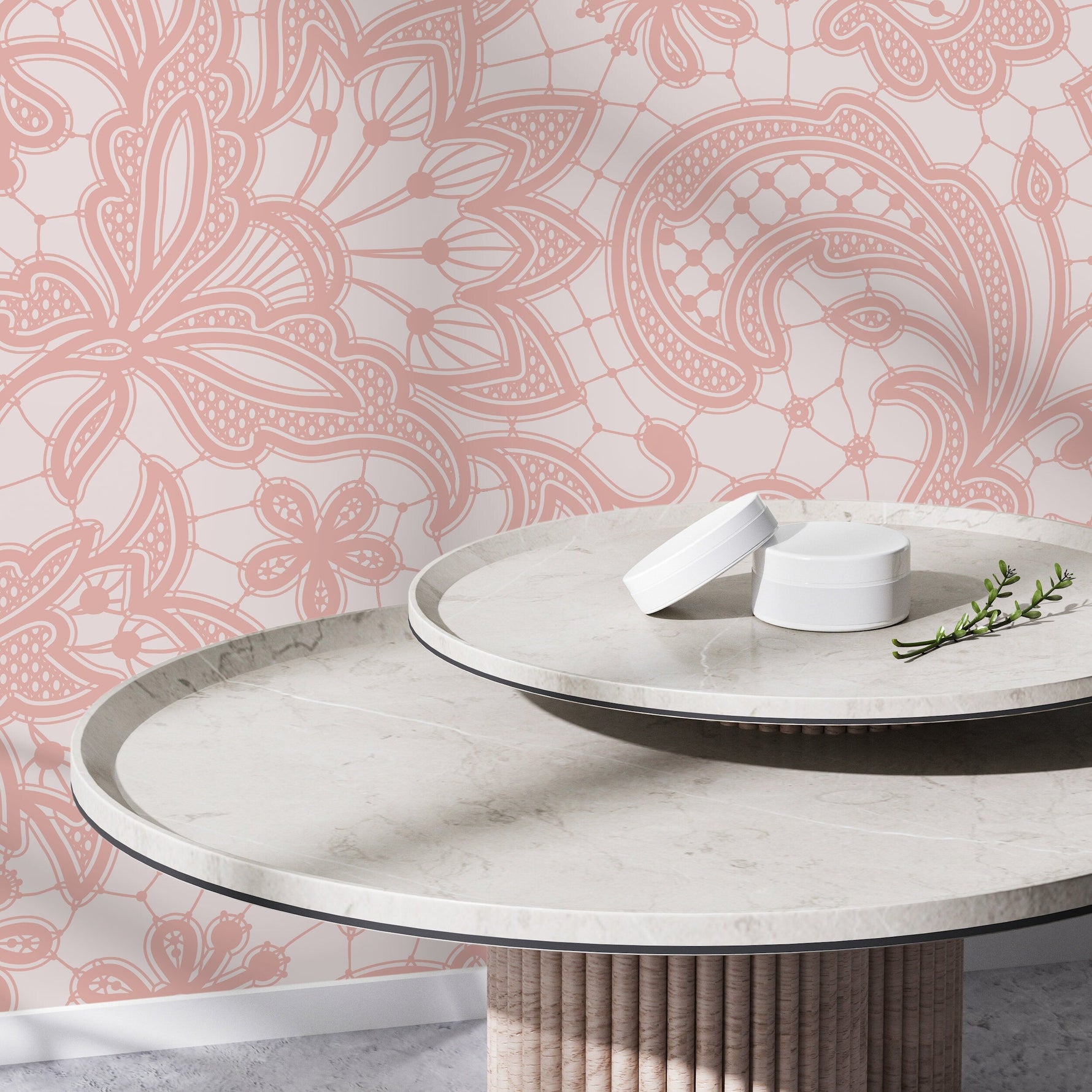 Pink Ornamental Garden / Peel and Stick Wallpaper Removable Wallpaper Home Decor Wall Art Wall Decor Room Decor - D211