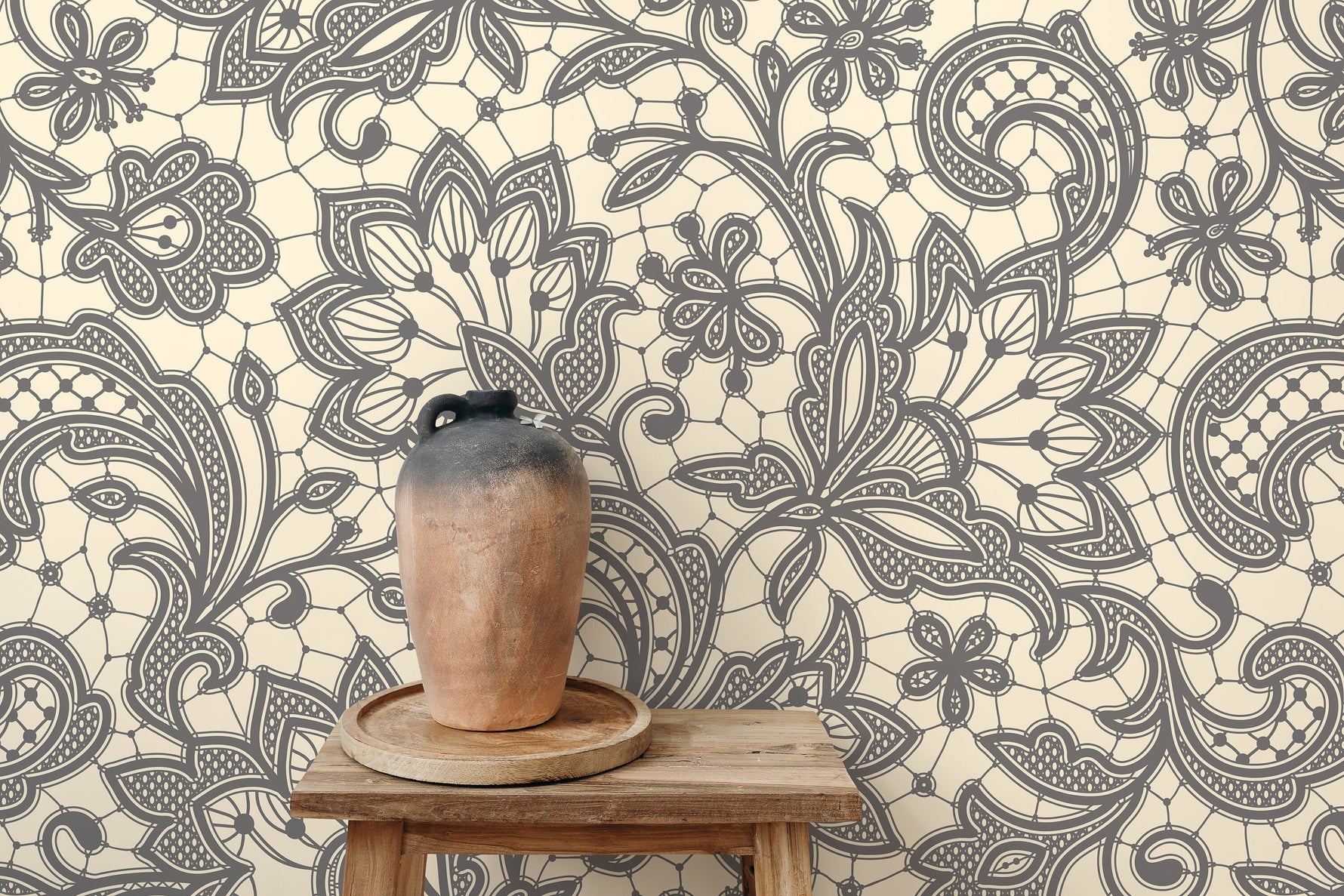 Vintage Ornamental Garden / Peel and Stick Wallpaper Removable Wallpaper Home Decor Wall Art Wall Decor Room Decor - D209