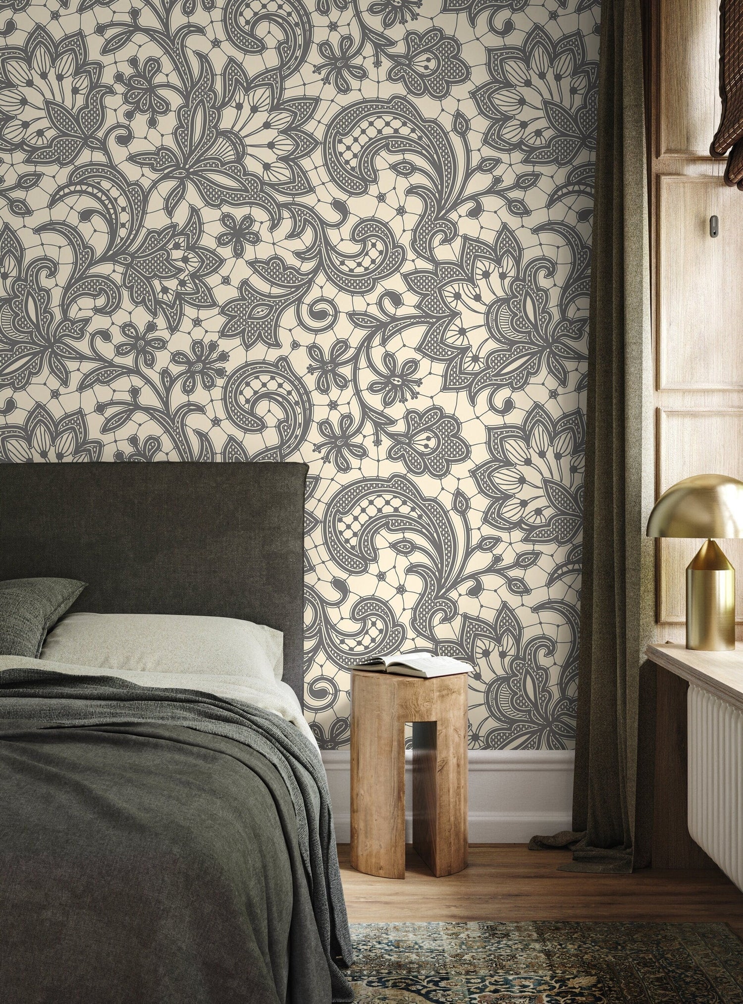 Vintage Ornamental Garden / Peel and Stick Wallpaper Removable Wallpaper Home Decor Wall Art Wall Decor Room Decor - D209