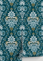 Aqua Vintage Victorian Wallpaper / Peel and Stick Wallpaper Removable Wallpaper Home Decor Wall Art Wall Decor Room Decor - D222