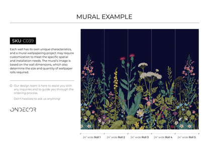 Midnight Florals Wallpaper - C039