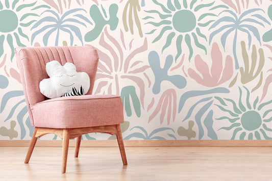 Abstract Shapes Pastel Color Wallpaper / Peel and Stick Wallpaper Removable Wallpaper Home Decor Wall Art Wall Decor Room Decor - D249