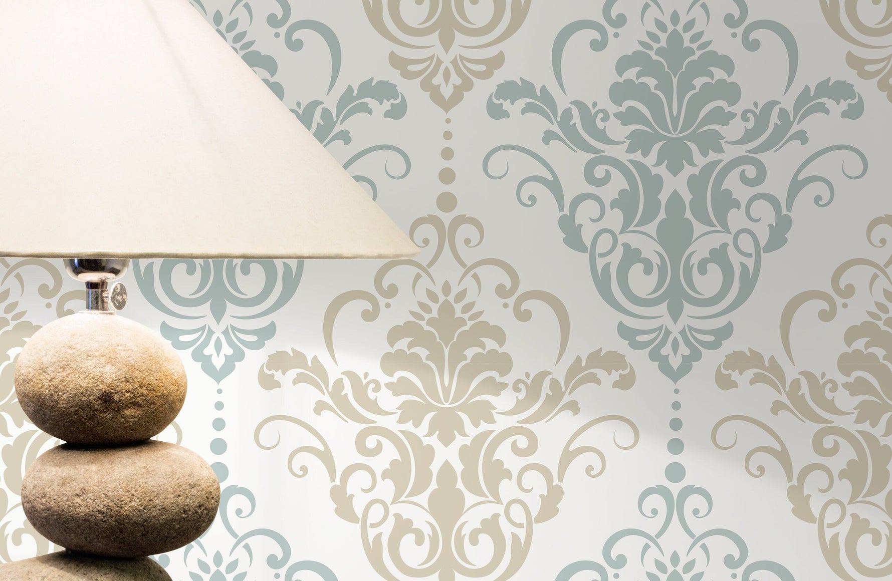 Light Vintage Damask Wallpaper / Peel and Stick Wallpaper Removable Wallpaper Home Decor Wall Art Wall Decor Room Decor - D194