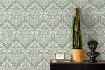 Mint Vintage Damask Wallpaper / Peel and Stick Wallpaper Removable Wallpaper Home Decor Wall Art Wall Decor Room Decor - D251