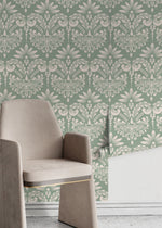 Mint Vintage Damask Wallpaper / Peel and Stick Wallpaper Removable Wallpaper Home Decor Wall Art Wall Decor Room Decor - D251
