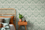 Mint Vintage Damask Wallpaper / Peel and Stick Wallpaper Removable Wallpaper Home Decor Wall Art Wall Decor Room Decor - D251