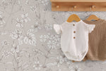 Beige Wildflowers Wallpaper / Peel and Stick Wallpaper Removable Wallpaper Home Decor Wall Art Wall Decor Room Decor - D308