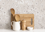 Beige Wildflowers Wallpaper / Peel and Stick Wallpaper Removable Wallpaper Home Decor Wall Art Wall Decor Room Decor - D308